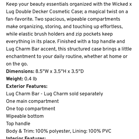 NWT Wicked x Lug Double Decker Cosmetic Case in Friends For Good 💚🩷 - Picture 9 of 10